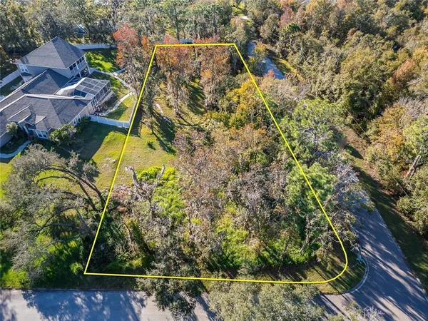 an aerial view of a house with swimming pool