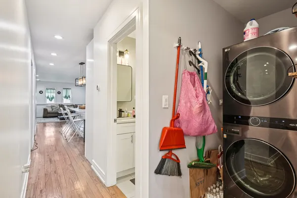 a view of a living room and utility room