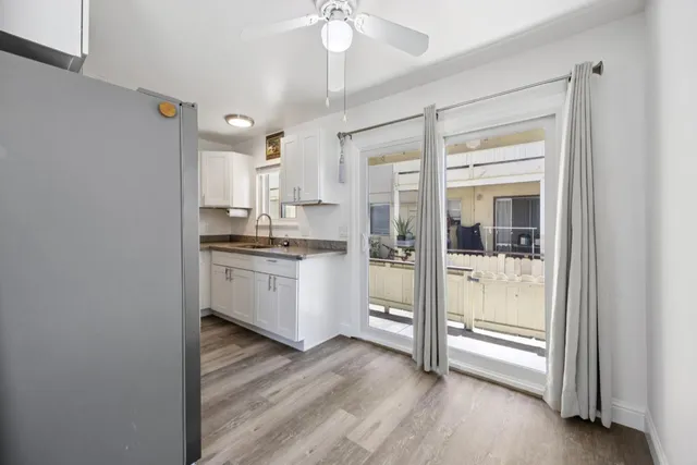 a view of a building with a large windows