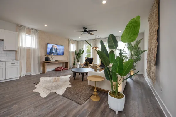 a living room with furniture