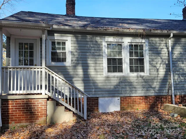 a view of a building with a window