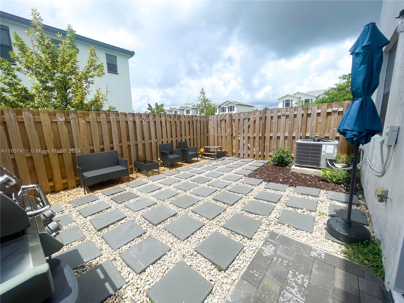 13414 Southwest 286th Street, Unit 13414 Homestead, FL 33033 - Photo 33 of 34 a view of backyard with a patio and wooden fence