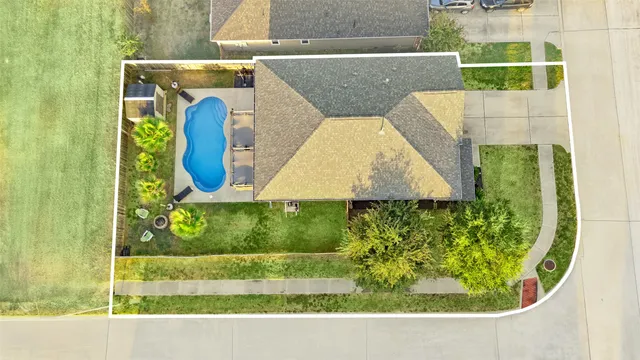 an aerial view of a house