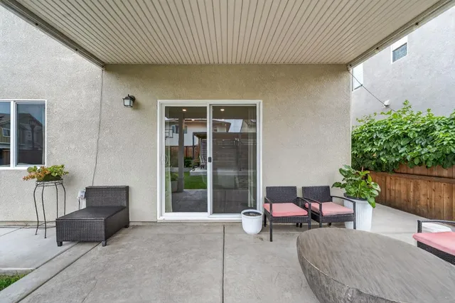 a outdoor living space with furniture and garden view