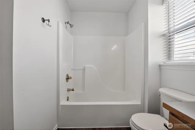 a bathroom with a toilet and a bathtub