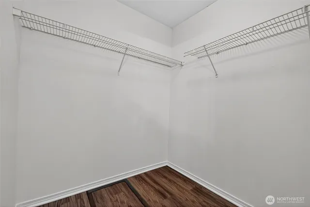 a view of a room with racks on the wall