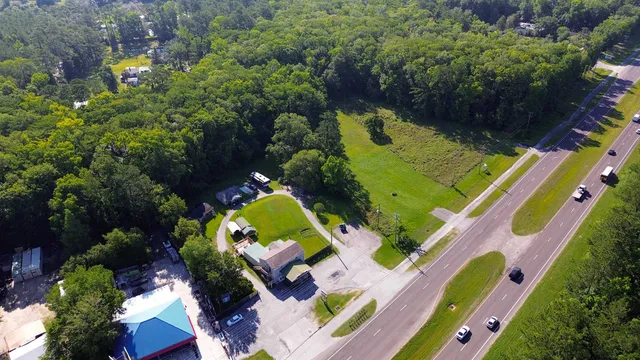 an aerial view of a house