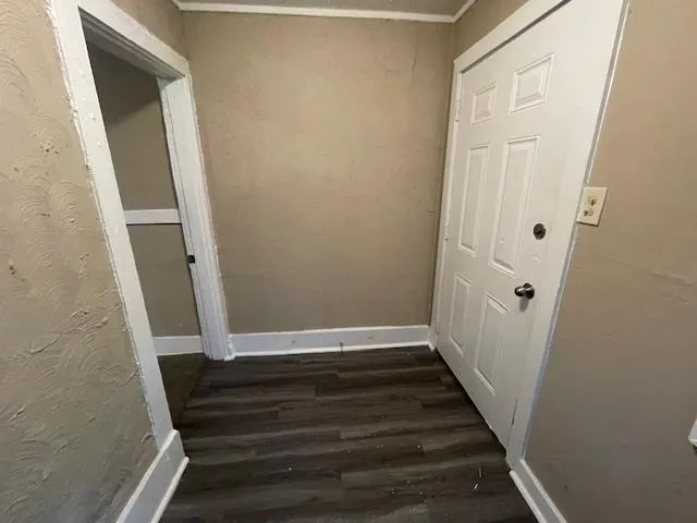 a view of entryway with wooden floor