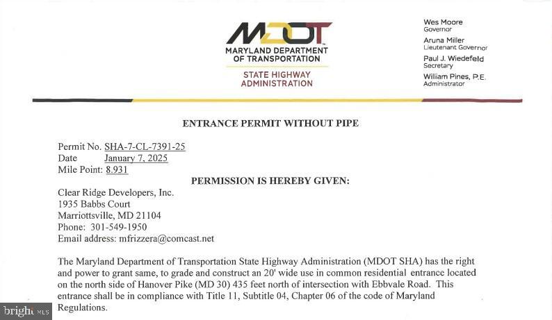 P713 Hanover Pike Manchester, MD 21102 - Photo 7 of 7 State entrance permit approved.