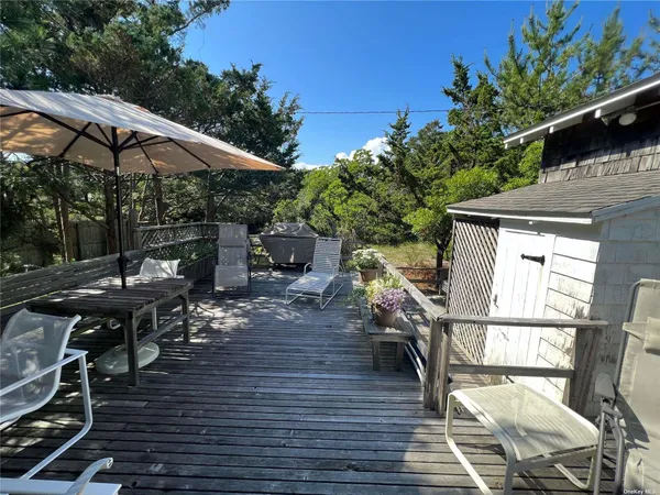 an outdoor space with seating