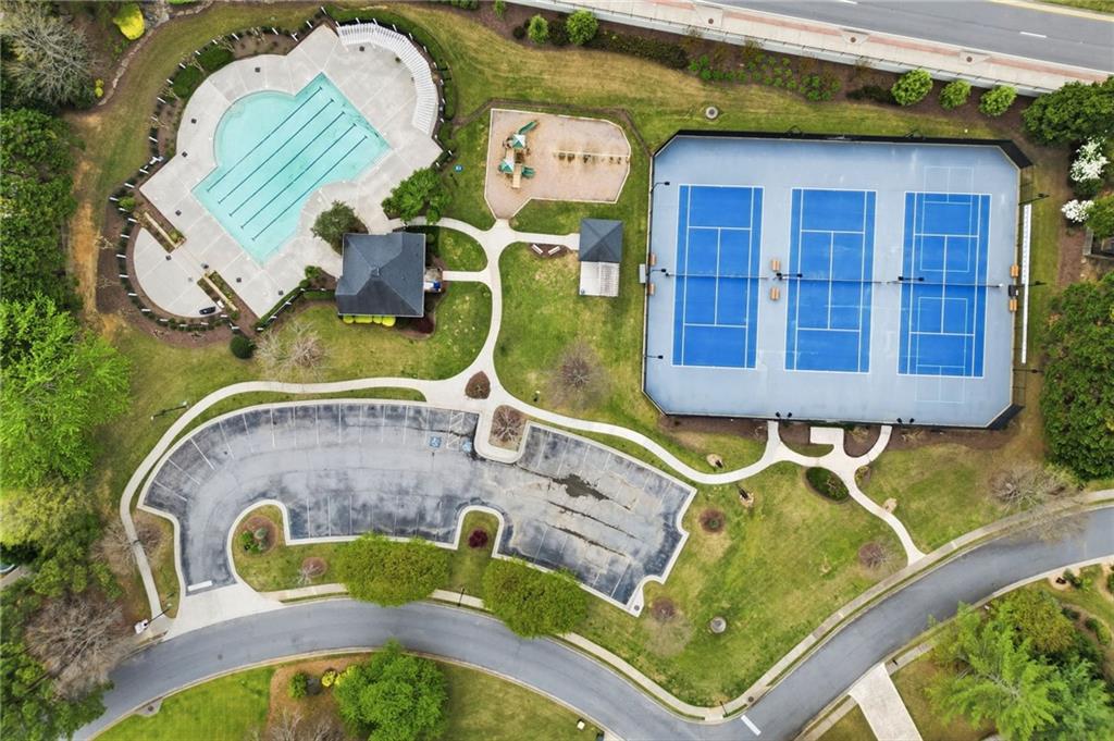 3875 Montvale Crossing Cumming, GA 30041 - Photo 46 of 53 an aerial view of a house with swimming pool