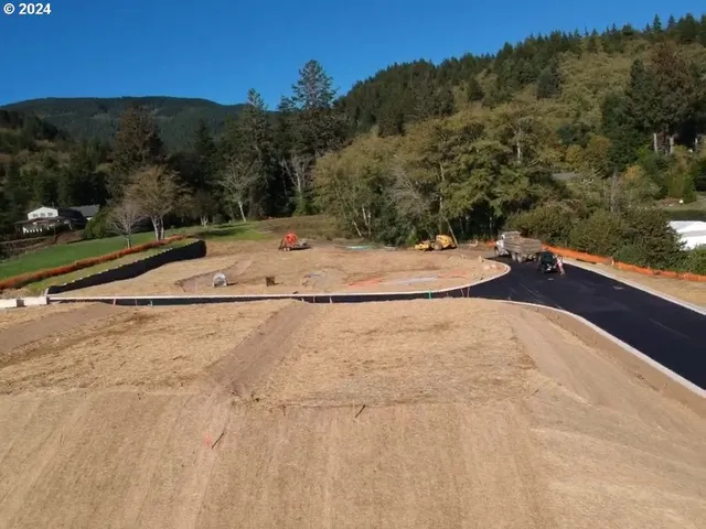 a view of a yard with mountain view