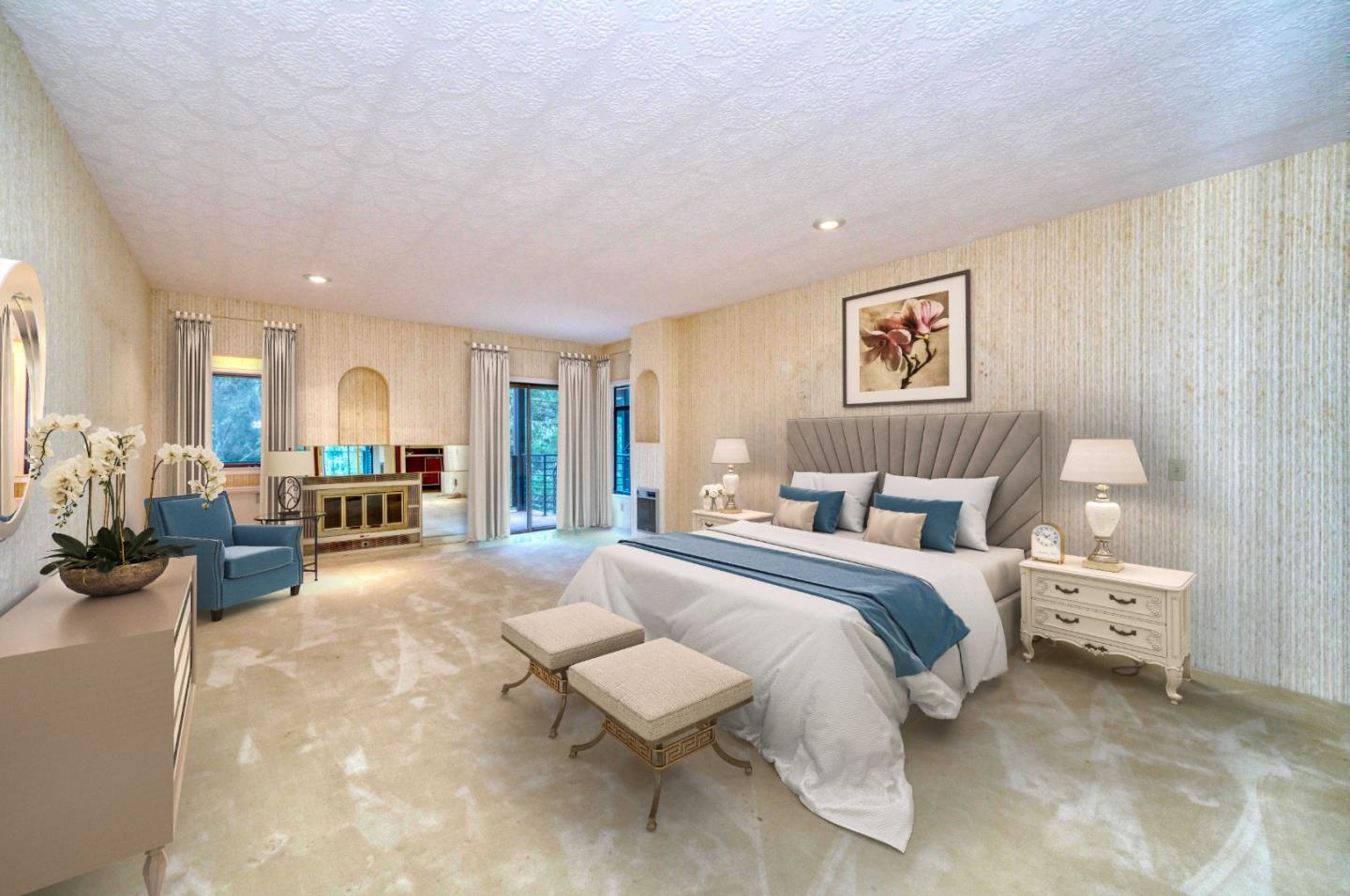 800 El Granada Boulevard El Granada, CA 94019 - Photo 39 of 57 a spacious bedroom with a bed a table and chair