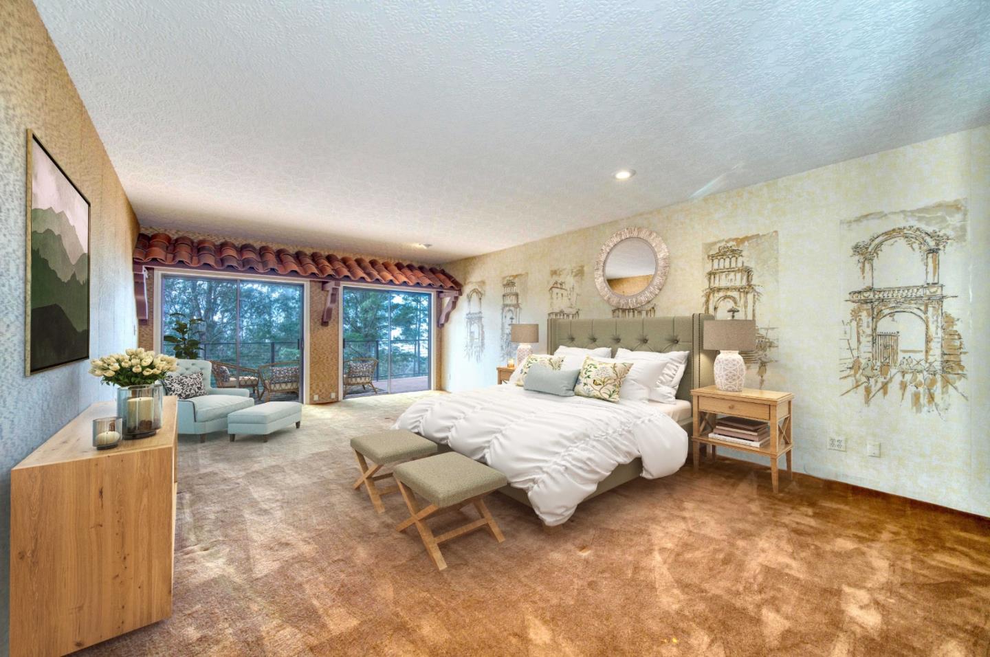 800 El Granada Boulevard El Granada, CA 94019 - Photo 40 of 57 a bedroom with a large bed and a large window