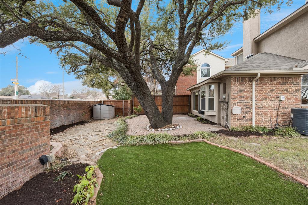 356 Arbor Court Euless, TX 76039 - Photo 30 of 37 Large backyard with wonderful shade tree. Pavestone like patio perfect for outdoor entertaining. Additional side yard gardening or play equipment.