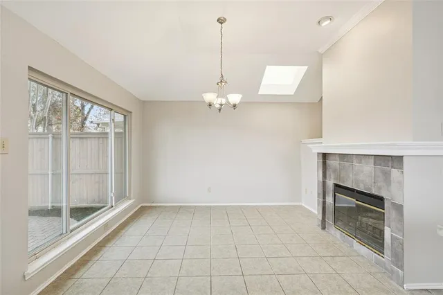 a living room with a fireplace