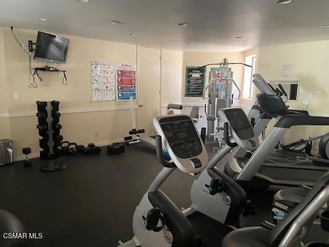 a view of a room with gym equipment