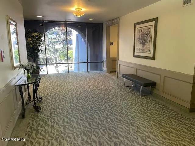 a view of a garden with a bench