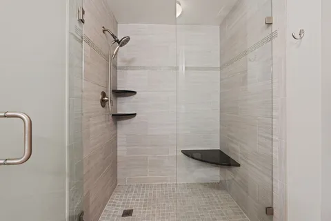 a view of workspace with wooden floor windows