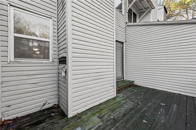 a view of a room with a door