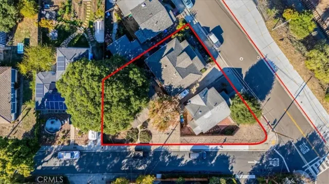 an aerial view of a house