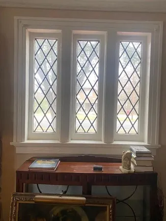 a room with a table and a chair