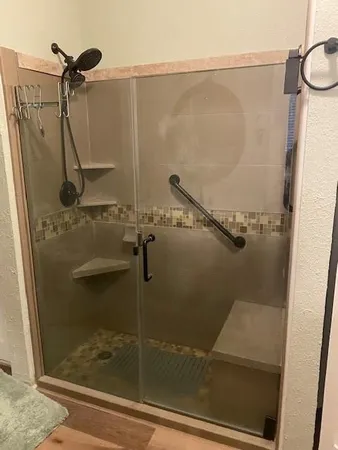 a bathroom with a shower