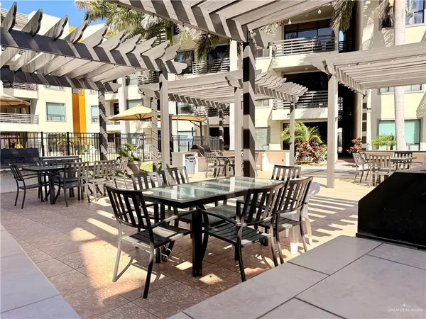 a view of a building with gym equipment