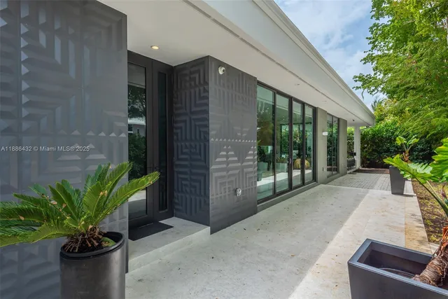 a potted plant in front of a house