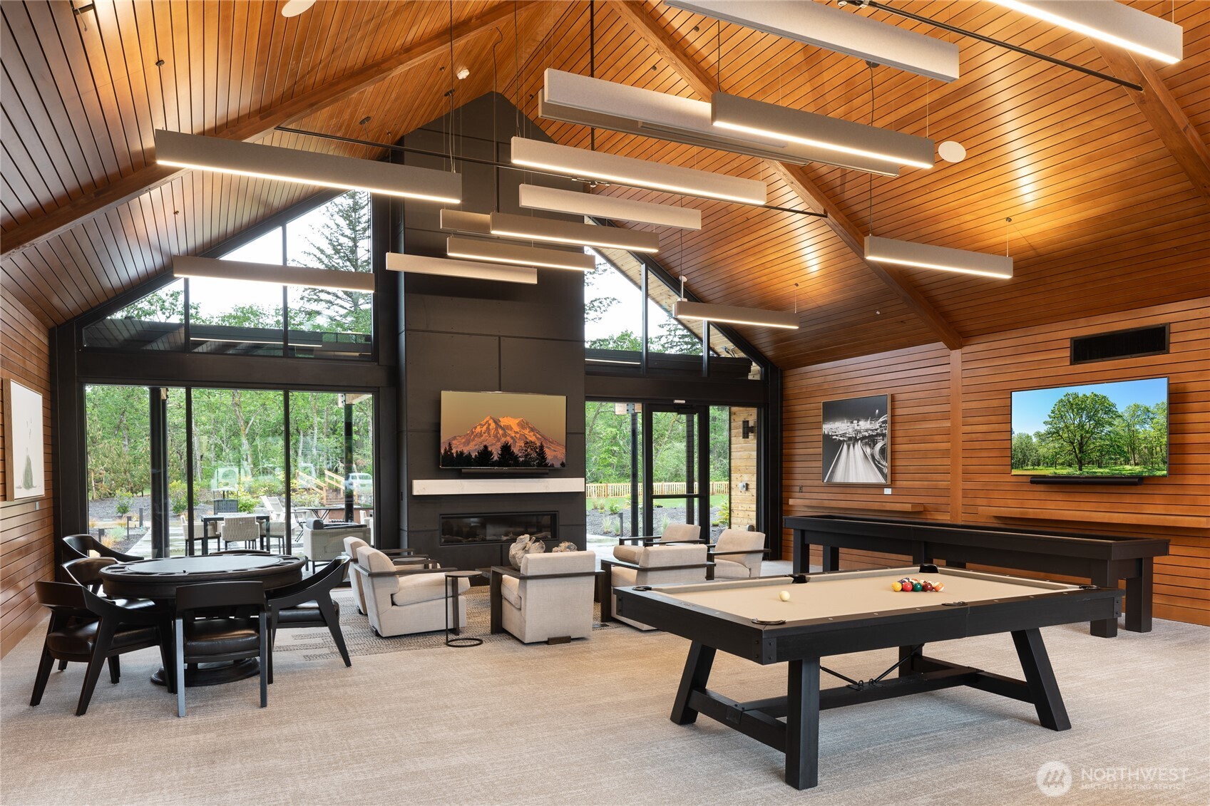 2946 Balsamroot Drive Southeast Lacey, WA 98513 - Photo 17 of 22 a living room with fireplace furniture and a flat screen tv