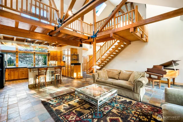 a living room with furniture