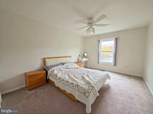 a view of a big room with carpet and windows