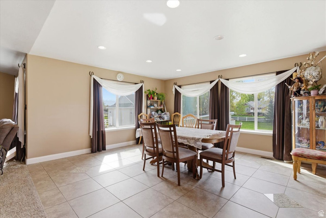 6237 West 4600th Street South Hooper, UT 84315 - Photo 10 of 48 Dining area featuring light tile patterned floors and recessed lighting