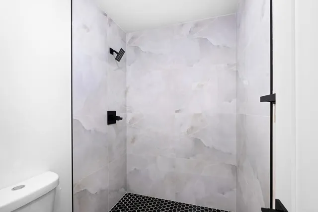 a bathroom with a shower