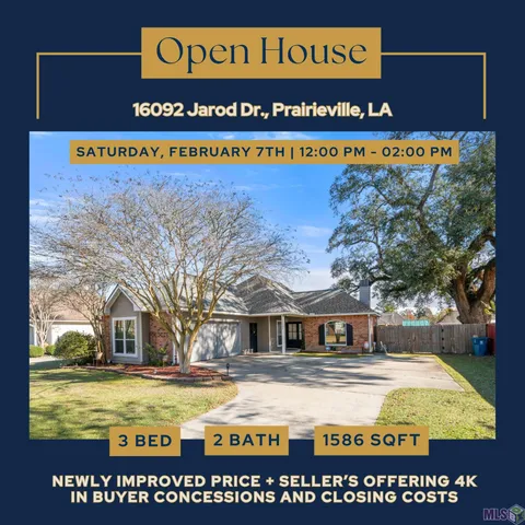 $275,500 | 16092 Jarod Drive, Prairieville, LA 70769