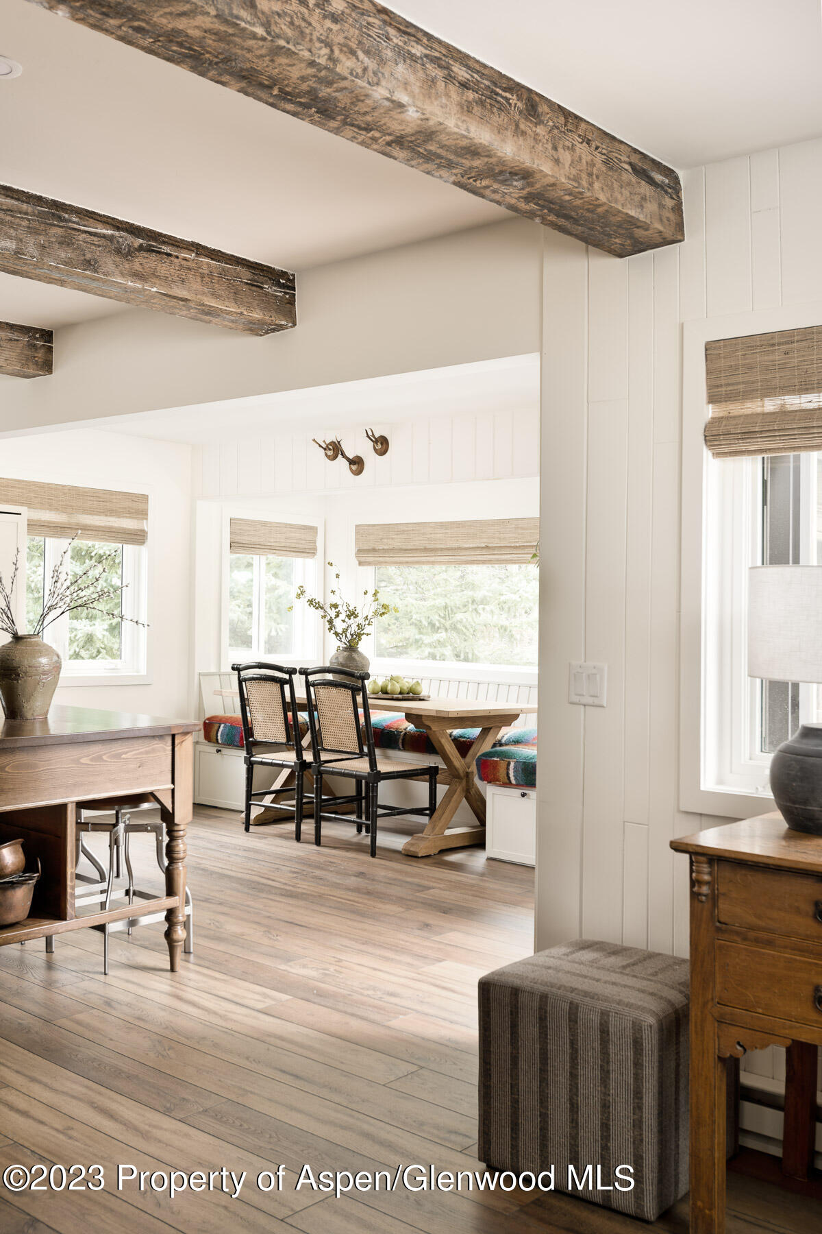 1470 Snowmass Creek Road Snowmass, CO 81654 - Photo 32 of 63 a view of a dining room with furniture window and outside view