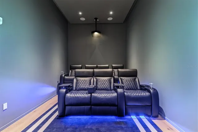 a projector room with furniture