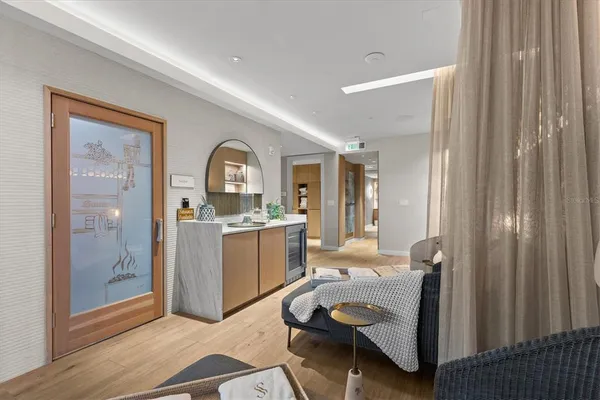 a living room with furniture