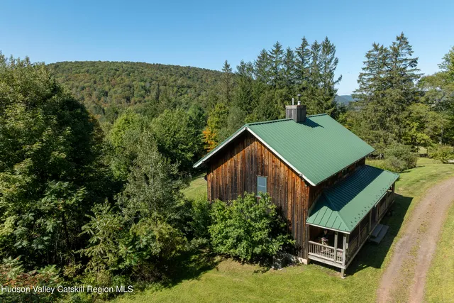 an aerial view of a house