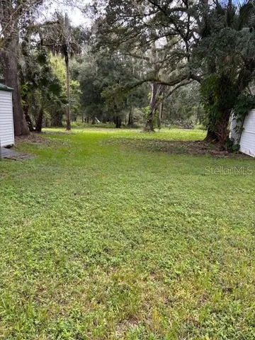 a view of a field with trees