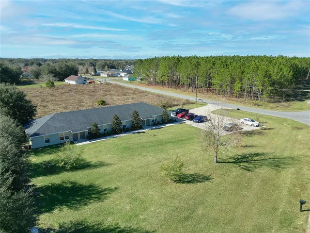 a view of a field with an ocean