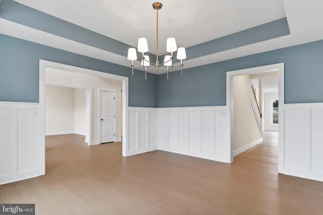 a view of a chandelier in a room