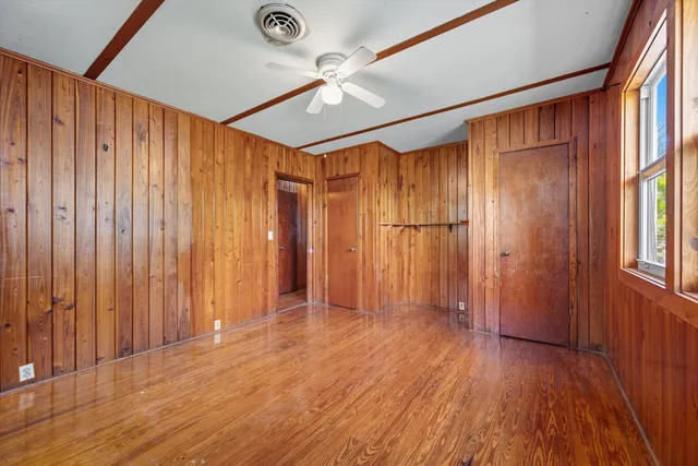 wooden floor and windows in a room