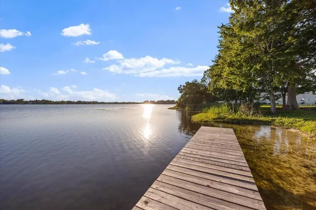 a view of a lake with outdoor space