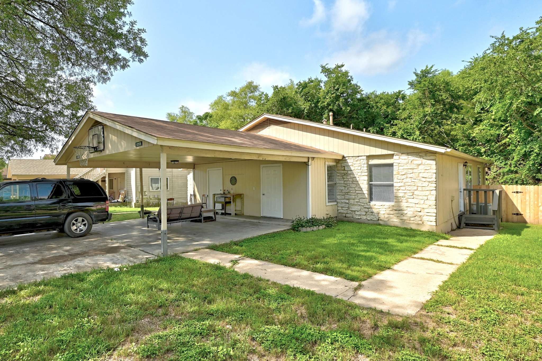 a view of a house with a patio