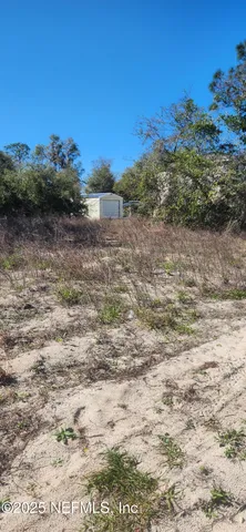 a view of a field with an ocean