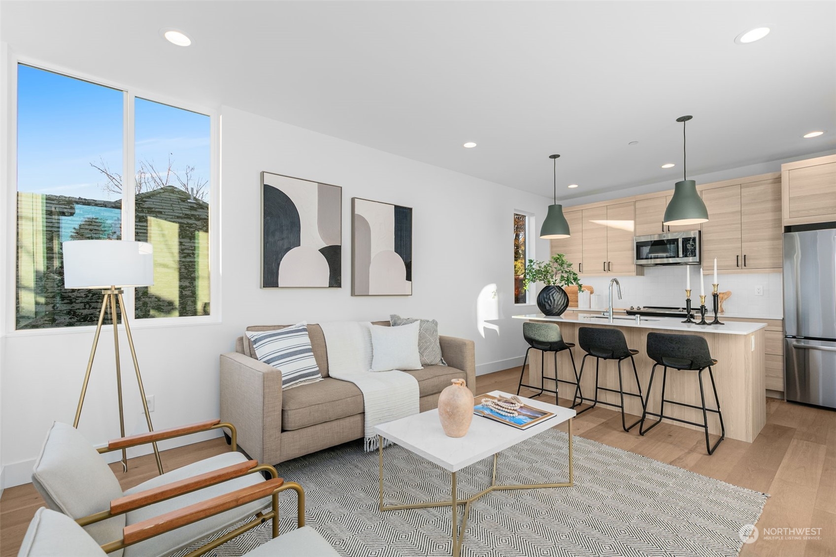 406 Northeast 75th Street Seattle, WA 98115 - Photo 4 of 29 a living room with furniture and a wooden floor