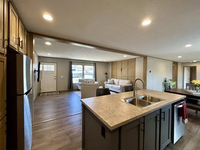 a kitchen with counter space and center island