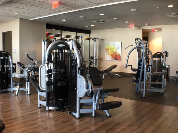 a view of a room with gym equipment