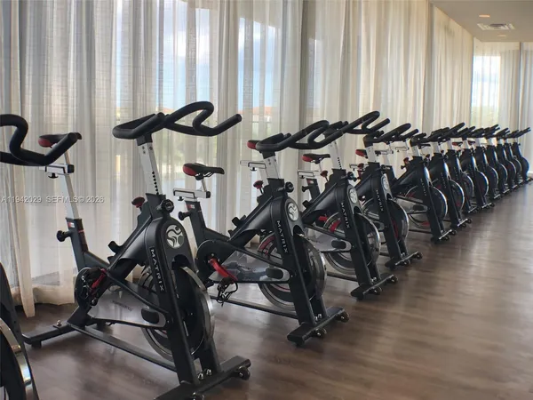 a view of a room with gym equipment